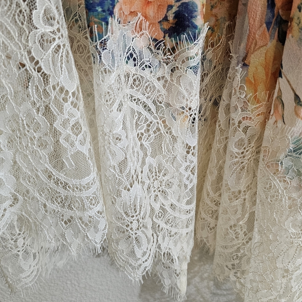Anthropologie Skirt Medium Floral Asymmetrical Lace - Picture 9 of 14